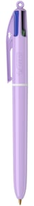 Stylo bille 4 couleurs BIC - Pastel Violet - Bleu, rouge, vert, noir - Pointe moyenne