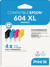 Pack de 4 cartouches d'encre Print3E - compatibles Epson 604 XL - Noir, Cyan, Magenta, Jaune