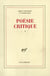 Poésie critique Tome 1