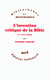 L'invention critique de la Bible - XV-XVIII siècle