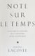 Note sur le temps - Essai sur les raisons de la mémoire et de l'espérance