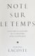 Note sur le temps - Essai sur les raisons de la mémoire et de l'espérance