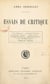 Essais de critique - Hervieu, Daudet, Dumas, Zola, Balzac, Houssaye, Maupassant : notes de théâtre