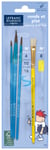 Lot de 3 pinceaux ronds et 1 pinceau plat - N°4, 10, 16 et 8 - Poils de poney et soie de porc