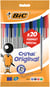 Lot de 20 stylos bille BIC - Cristal Original - Bleu, rouge, vert, noir - Pointe moyenne