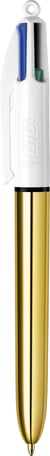 Stylo-bille - 4 Couleurs - Shine - Pointe moyenne 1.0 mm - BIC - Doré