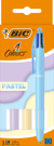 Lot de 3 stylos bille 4 couleurs BIC - Pastel - Bleu / rouge / vert / noir - Pointe moyenne