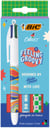 Lot de 3 stylos bille 4 couleurs BIC - Feeling Groovy - Bleu, rouge, vert, noir - Pointe moyenne