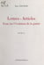Lettres, articles, essai sur l'évolution de la poésie : œuvre 18