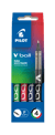Pochette de 4 stylos roller Pilot - V-Ball 05 - Noir / Bleu / Rouge / Vert - Pointe Fine