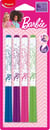 Lot de 4 feutres effaçables pointe moyenne - Maped - Barbie - Bleu, violet, rose, vert 