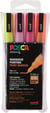Lot de 4 feutres marqueurs peinture acryliques à base d'eau pointe conique fine - Posca - Couleurs chaudes pailletées - PC3ML