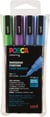 Set de 4 marqueurs Posca - Pointe conique fine - Couleurs froides pailletées