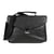 Serviette avec bandoulière cuir grainé Noir