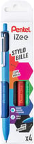 Lot de 4 stylos bille rétractables - iZee - Pointe large - Pentel