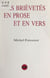 Des brièvetés en prose et en vers