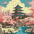Peinture au numéro Oz International - Enjoy Art - Soleil Levant : Pagode - 30 x 30 cm