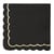 Serviettes festonnees 33x33 cm - noires et or - x 16