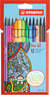 Lot de 12 feutres de dessin pointe moyenne - STABILO - Couleurs assorties - Pen 68