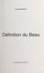 Définition du Beau