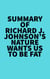 Summary of Richard J. Johnson's Nature Wants Us to Be Fat
