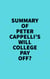 Summary of Peter Cappelli's Will College Pay Off?