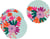 Tags ronds - Colorblock - fleurs