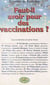 Faut-il avoir peur des vaccinations ? - Synthèse du Colloque d'octobre 99