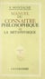 Manuel du connaître philosophique (3). La métaphysique