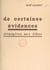 De certaines évidences étrangères aux élites