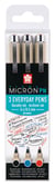 Lot de 3 feutres pointe fine - Sakura - Noir, bleu, rouge - Pigma Micron Everyday Pens