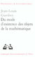 Du mode d'existence des objets de la mathématique