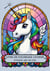 Livre de coloriage licorne - vitraux arc-en-ciel - illustrations, couleur