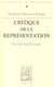 Critique de la representation : Étude sur Fichte