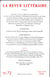 LA REVUE LITTERAIRE n.72