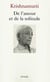 De l'amour et de la solitude