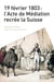 19 février 1803 : l'acte de médiation récrée la Suisse