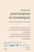 Revue de philosophie économique n.22/1 : Étudier la pensée économique par le prisme de l'épistémologie historique Examining Economic Thought through the Prism of Historical Epistemology