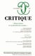 Revue Critique n.786 : Bruno Latour ou la pluralité des mondes