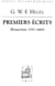 Premiers écrits (Francfort 1797-1800)