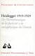 Heidegger 1919-1929 - de l'herméneutique de la facticité à la métaphysique du Dasein