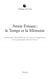 ANNIE ERNAUX : LE TEMPS ET LA MEMOIRE