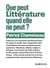 Que peut littérature quand elle ne peut ?