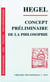 Concepts préliminaires de la philosophie