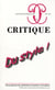 Revue Critique n.752/3 : du style ! - revue générale des publications françaises et étrangères