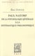 Paul Natorp de la psychologie générale à la systématique philosophique