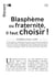 Blasphème ou fraternité, il faut choisir !