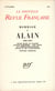 La nouvelle revue francaise - hommage à alain - 1868-1954