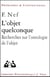 L'objet quelconque - recherches sur l'ontologie de l'objet