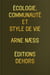 Écologie communauté et style de vie